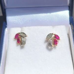 Women's Gold and Pink Earrings